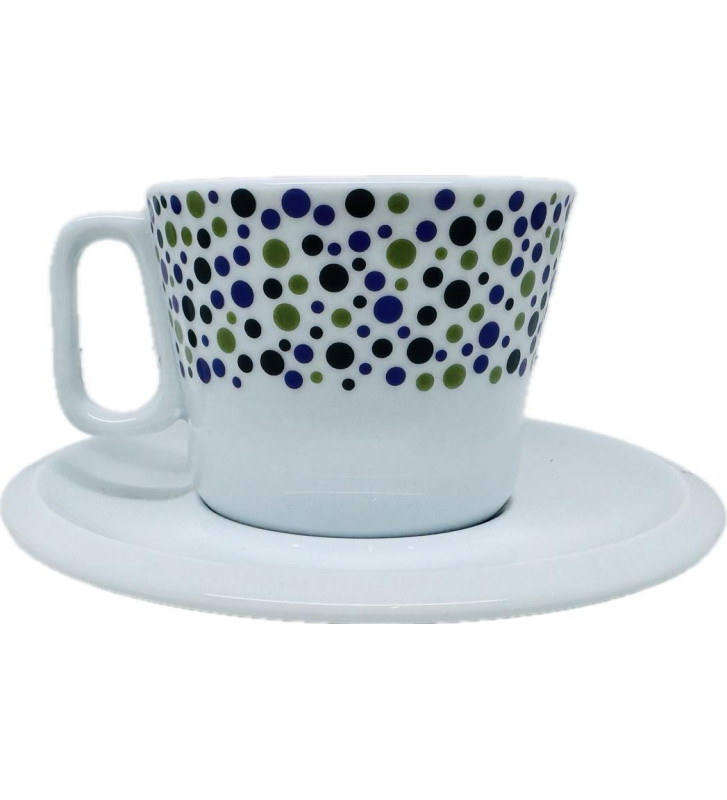 Giannini spring dots, set 4 tazze da cappuccino con piattino in porcellana