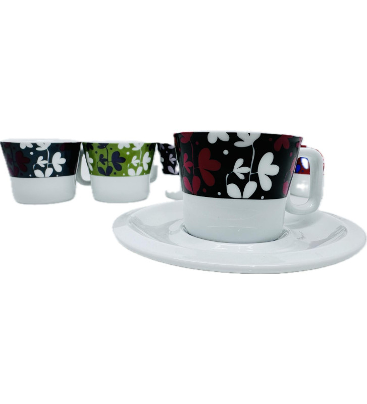 Giannini floral, set 6 tazze da caffè con piattino in porcellana