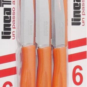 Marietti top, set 6 coltelli bistecca arancio,con seghetto 11 cm manico in nylon lama in acciaio