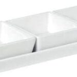 Tabletop set vassoio 30x9cm + 3 coppette da 8cm in porcellana