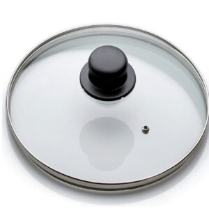 Gnali, coperchio in vetro temperato 22 cm con bordo in acciaio inox con foro di sfiato