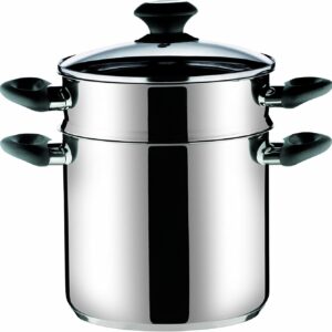 Tescoma, pentola cm 22 pastaiola acciaio inox, coperchio vetro, 7,5 lt