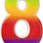 Wilton, candela per dolci numero 8 arcobaleno cm 7,5
