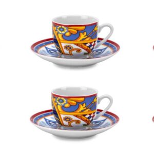 Fade Vittoria, set 6 tazze con piattino caffè, in fine porcellana
