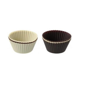 Zenker set 6 pezzi pirottini in silicone per muffin, colore crema e cioccolato resistenti fino a 230 gradi - diametro 7 x 3 cm