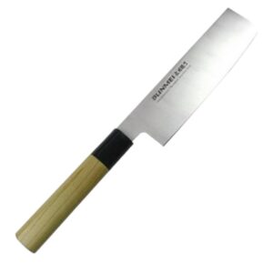 Global bunmei coltello usuba affilatura simmetrica cm 18 linea con manico in legno honki