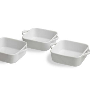 Tognana set 3 cocotte quadrate bianche cm 7x7, in fine porcellana