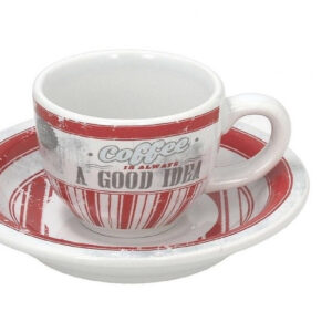 Tognana old america rossa,set 6 tazza da caffè cc 100 con piatto in fine porcellana