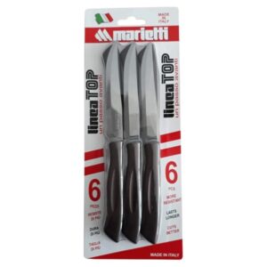 Marietti Top, set 6 coltelli bistecca marrone, seghetto 11 cm manico in nylon lama inox