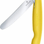 Victorinox swiss classic, coltello giallo pieghevole per verdure, tascabile lama dentata