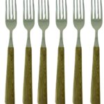 Bonomi set 6 forchetta tavola, manico plastica rovere, prodotti in italia