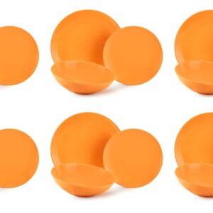 Fade Carioca arancio, servizio piatti 18 pezzi in fine porcellana
