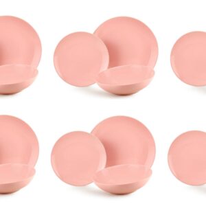 Fade carioca rosa, servizio piatti 18 pezzi in fine porcellana, qualità extra
