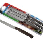 Svanera bistecchissimi, set 6 coltelli tavola marrone dentata cm 11,5 acciaio inox