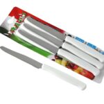 Svanera tagliataglia set 6 coltelli tavola lama dentata acciaio inox cm 11 manico bianco