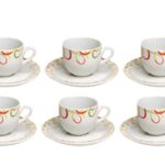 Tognana theatral, set 6 tazza caffè con piattino, in fine porcellana