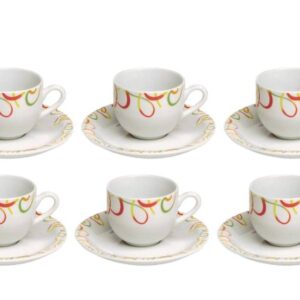Tognana theatral, set 6 tazza caffè con piattino, in fine porcellana
