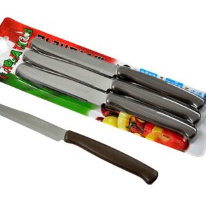 Svanera tagliataglia set 6 coltelli tavola lama dentata acciaio inox cm 11 manico marrone