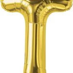 Rocca fun factory, palloncino lettera T oro mega 40 - 101 cm 1 pz