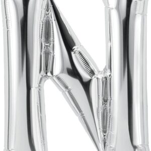 Rocca fun factory, palloncino lettera N argento mega 40 - 101 cm 1 pz