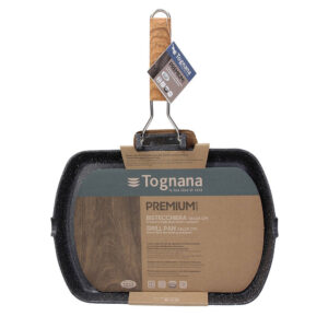 Tognana Premium Black, Grill rettangolare manico pieghevole cm 34x24, adatto ad induzione