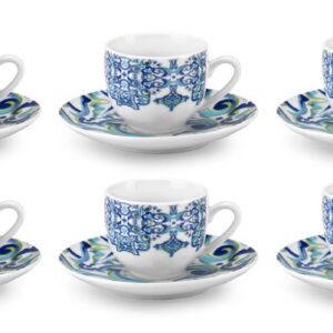 Fade maiorca, set 6 tazze da caffè ml 100 in fine porcellana