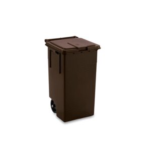 Giganplast, bidone da esterno con coperchio e padale 80 lt, marrone