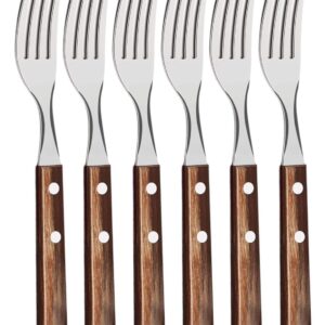 Tramontina, set 6 forchetta tavola in acciaio manico in legno poliwood