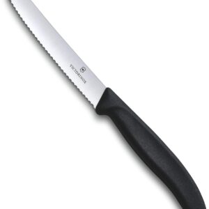 Victorinox coltello da tavola nero dentato punta tonda qualità extra