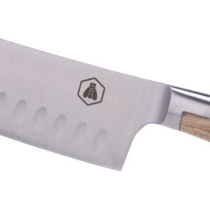 Laguiole coltello santoku alveolato manico in legno di olivo lama 17 cm