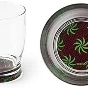 Excelsa afrika foglia, set 6 bicchieri 34 cl in vetro decorato