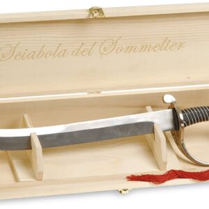 Waf, cassetta in legno sommelier con sciabola champagne