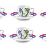 Fade lilibeth, set 6 tazze caffè 100 ml con piattino in fine porcellana