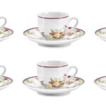 Fade lush, set 6 tazze caffè 100 ml con piattino in fine porcellana