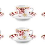 Fade Lagoon set 6 tazze caffè porcellana con piattino 100 ml