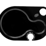 Vesta vassoio party con porta calice in plastica nera.