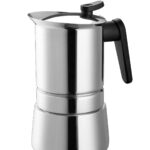 Pedrini steel moka, caffettiera 6 tz in acciaio adatta ad induzione