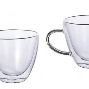 Set 2 pezzi tazza cappuccino senza piattino in vetro borosilicato termica casa collection