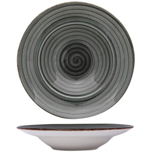 Gural avanos antracite, set 6 piatto pasta bowl cm 30, in fine porcellana, prodotto professionale
