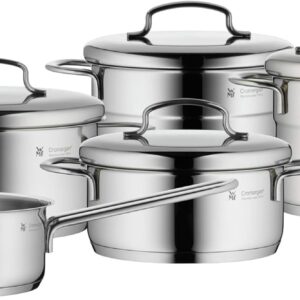 Wmf batteria di pentole mini, 5 pezzi + 4 coperchi, adatta ad induzione