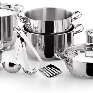 Lagostina sfiziosa 13 pz set di pentole in acciaio inox adatte ad induzione, qualità extra