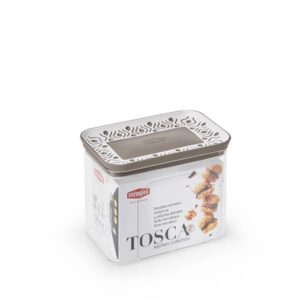 Stefanplast Tosca, barattolo lt 1,2 tortora rettangolare ermetico, per alimenti
