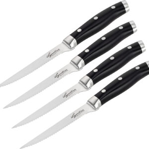 Lagostina set 4 coltelli bistecca, prestigiosi colteli in acciaio forgiato, qualità professionale