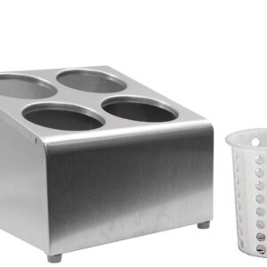 Tablecraft cilindro a due livelli in acciaio inox con 4 fori cestelli per posate in plastica