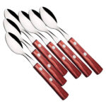 Cucchiaino caffè inox legno rosso Tramontina Polywood set 6 pz cm 15