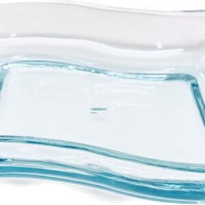Tognana onda, set 6 antipastiera rettangolare 15x14xh3 in vetro azzurro