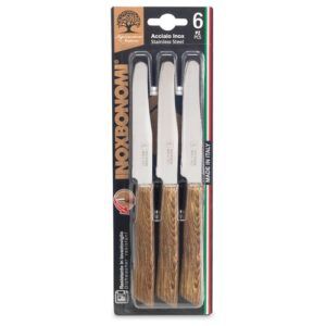 Bonomi set 6 coltelli da tavola rovere, cm 11 dentati, prodotti in italia