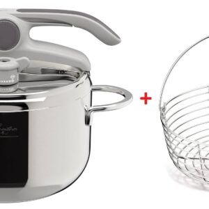 Lagostina easy pentola a pressione, litri 5 con cestello inox ø 22