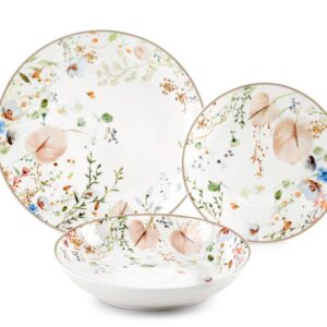 Fade jasmine, servizio piatti 18 pezzi in fine porcellana, qualità extra