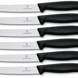 Victorinox set 6 coltello da tavola nero dentato punta tonda qualità extra